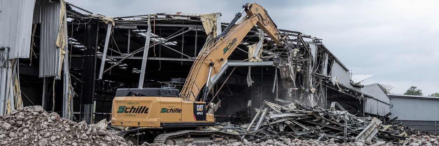Schille-Bagger beim Rückbau eines Wohnhauses