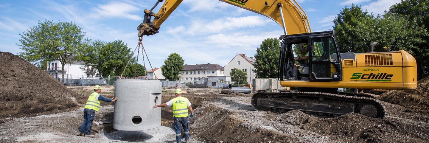 Einbau eines Schachtbauwerks